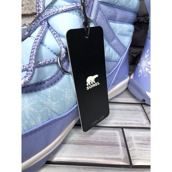 DISNEY X SOREL YOUTH WHITNEY FROZEN ELSA BOOTS FROSTED PURPLE SILVER Sz 5M US/37 - Picture 8 of 16